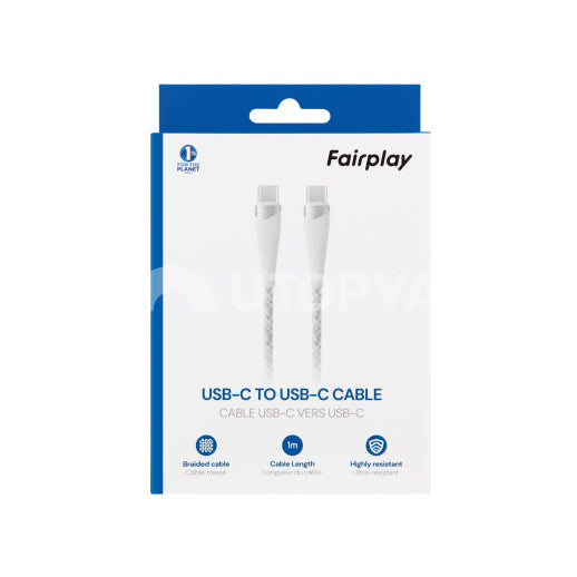 Câble USB-C vers USB-C 1m FAIRPLAY TORILIS (Blanc)